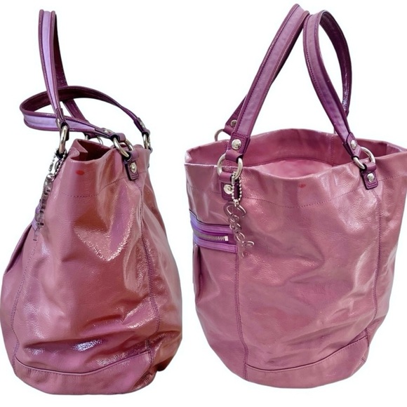 Coach Very Rare Poppy Patent Leather Purple Large Tote Bag - Picture 4 of 14